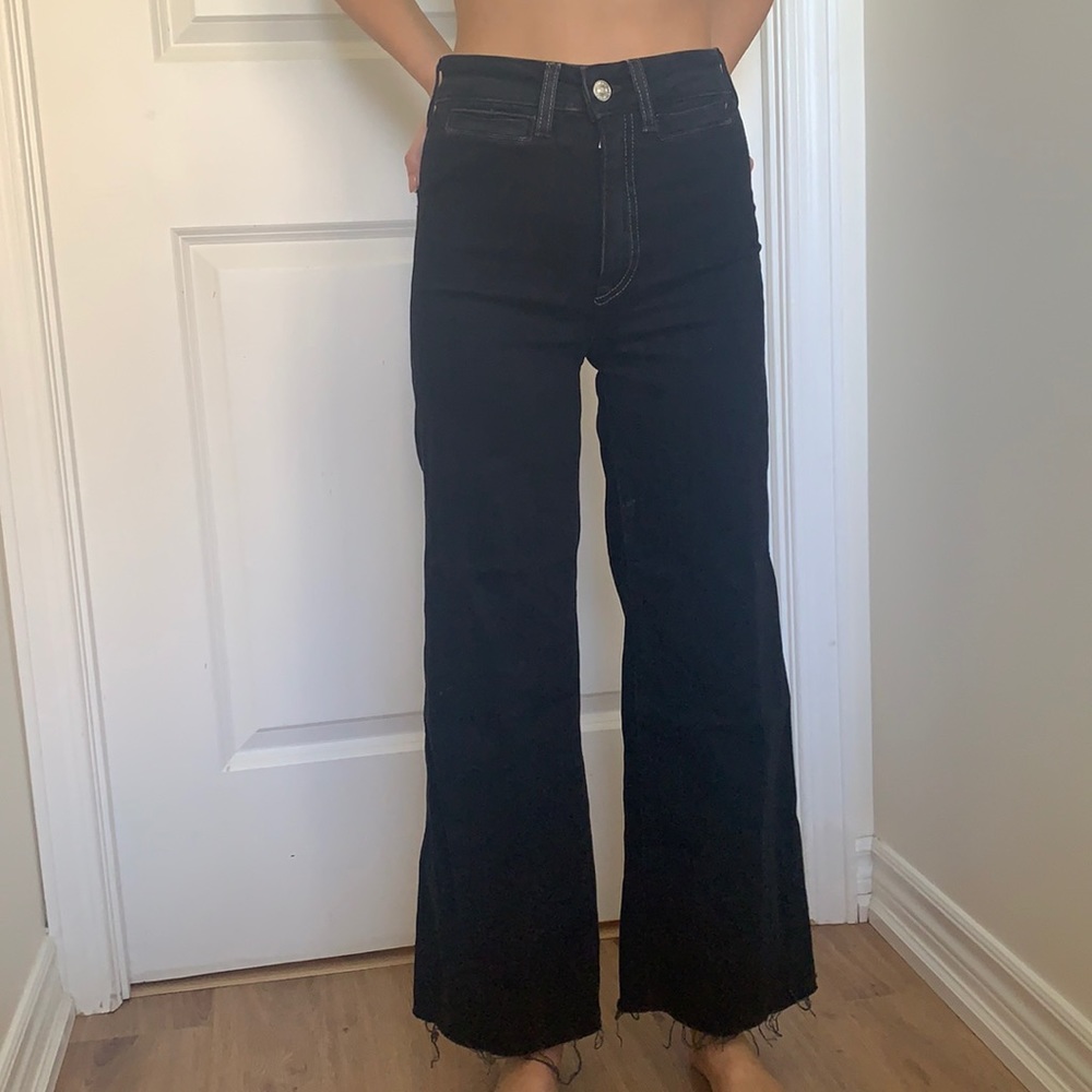 H&M High waisted black flared jeans size 0